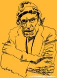 Dessin de Bukowski sur fond jaune